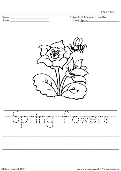 Handwriting worksheet - Spring flowers