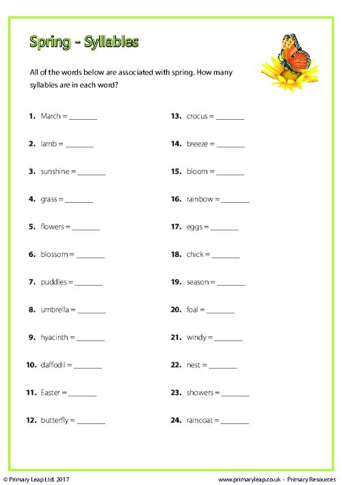 Spring - How Many Syllables? (2)