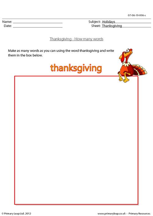 Thanksgiving - How many words