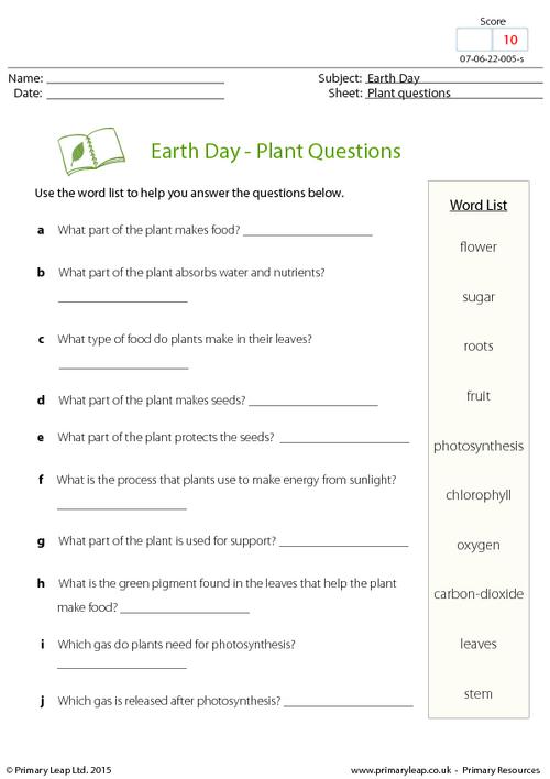 Earth Day - Plant Questions