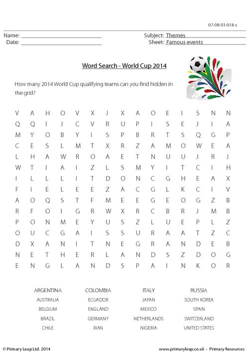World Cup 2014 - Word Search