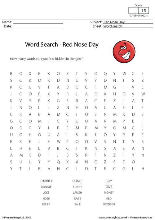 Word Search - Red Nose Day