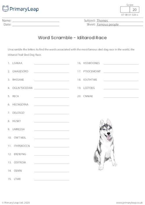 Word Scramble - Iditarod Race