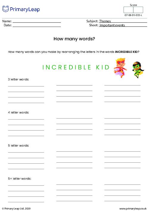 Absolutely Incredible Kid Day - How many words?