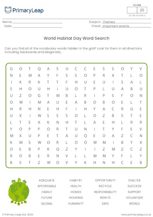 World Habitat Day word search