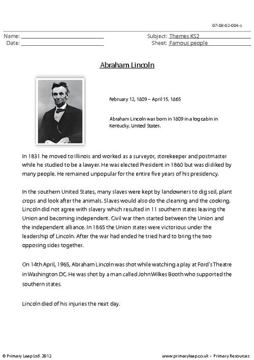 Abraham Lincoln - Comprehension