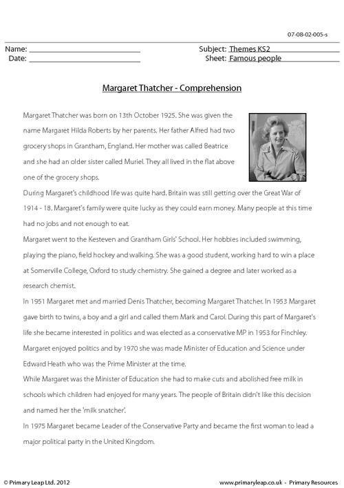 Margaret Thatcher - Comprehension