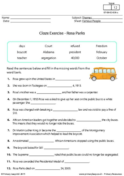 Cloze Exercise - Rosa Parks