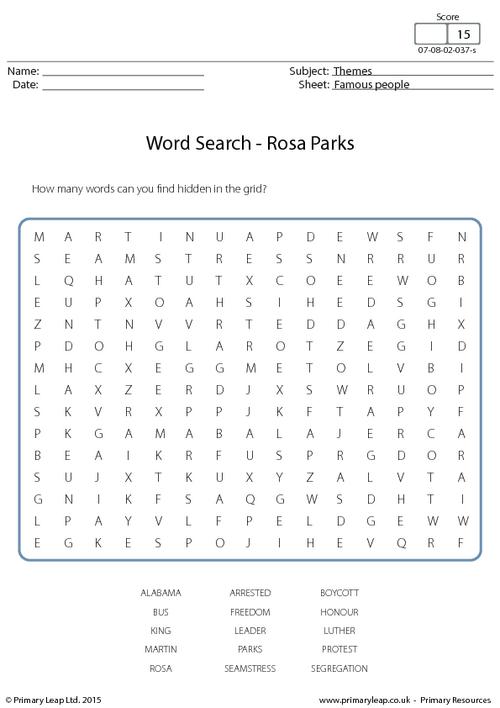 Word Search - Rosa Parks