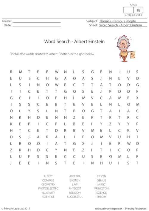 Word Search - Albert Einstein