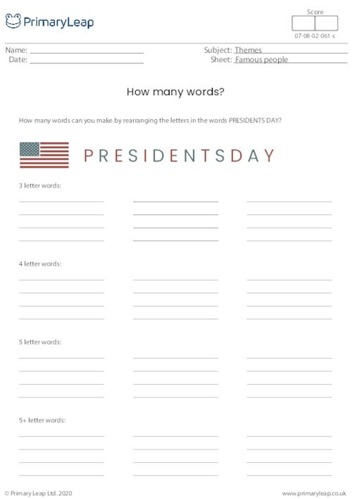 Presidents' Day - How many words?