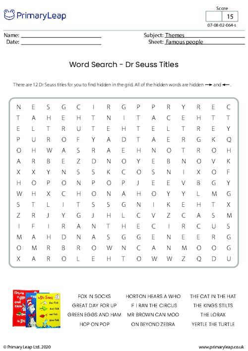 Word Search - Dr Seuss Titles (easy)