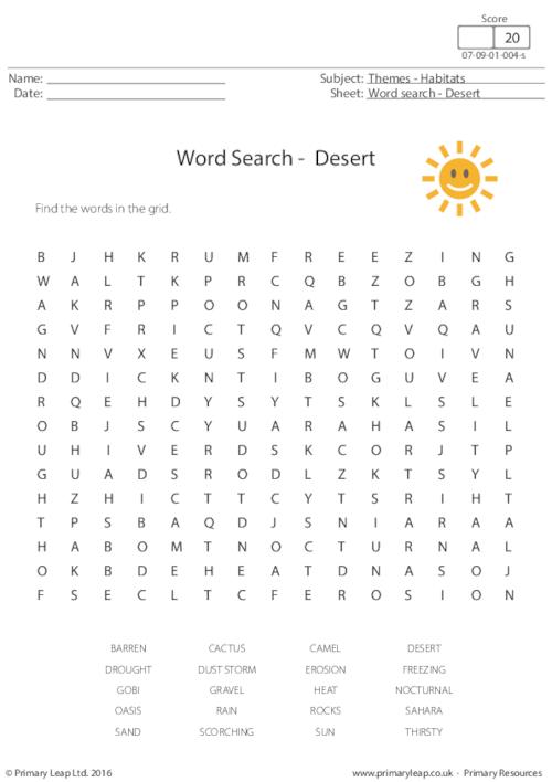 Word Search -  Desert