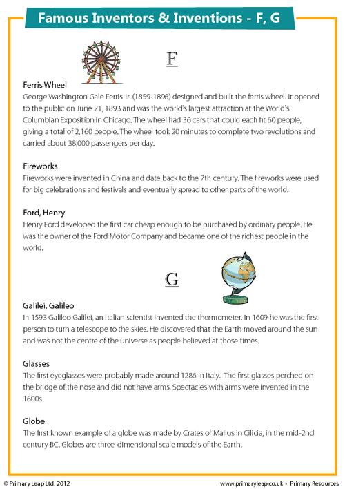 Famous Inventions & Inventors - F, G