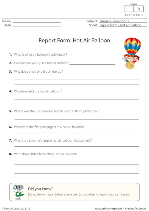Report Form - Hot Air Balloon