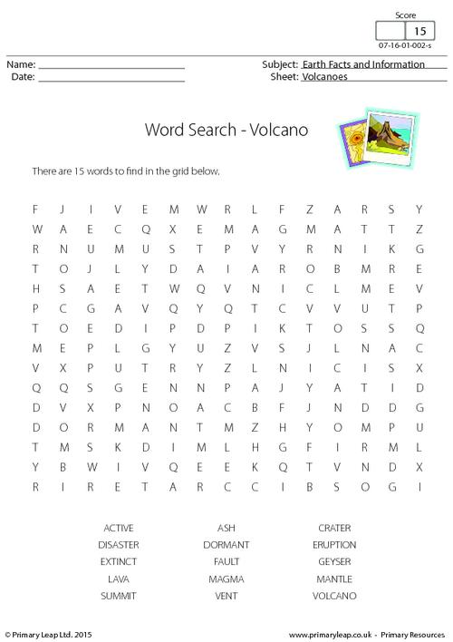 Word Search - Volcanoes