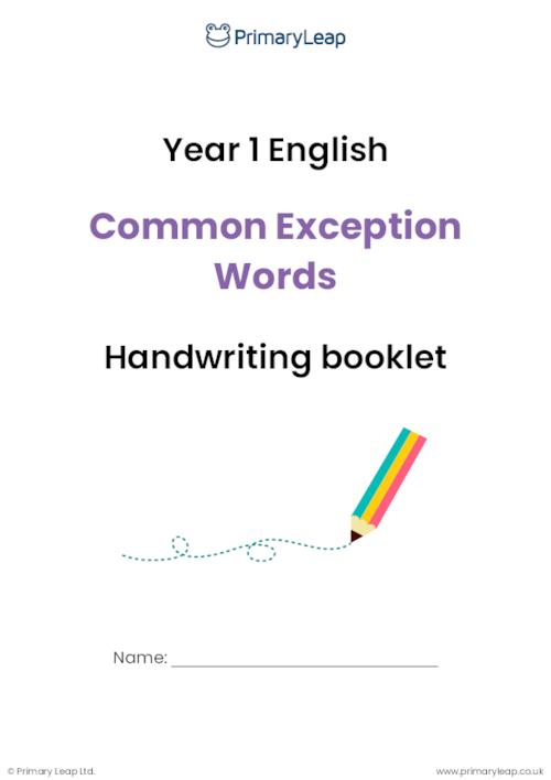 Year 1 Common Exception Words handwriting booklet