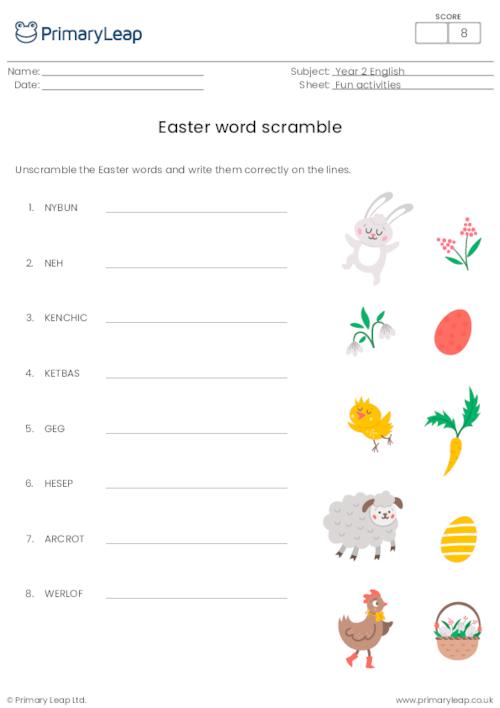 Easter-themed word scramble
