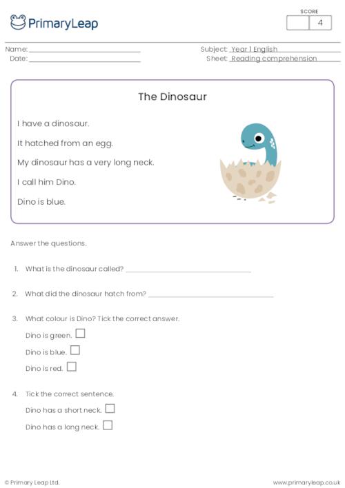 Introducing Reading Comprehension - The Dinosaur