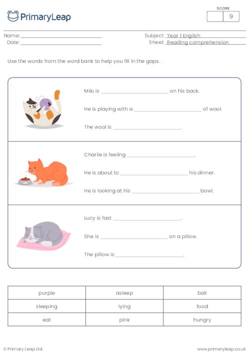 Fill in the blanks cloze activity - Cats