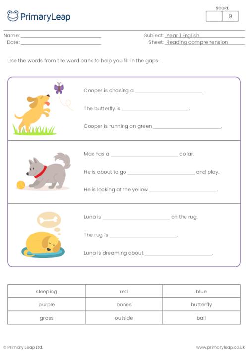 Fill in the blanks cloze activity - Dogs
