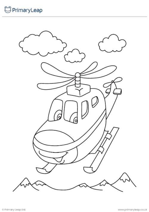 Helicopter colouring page