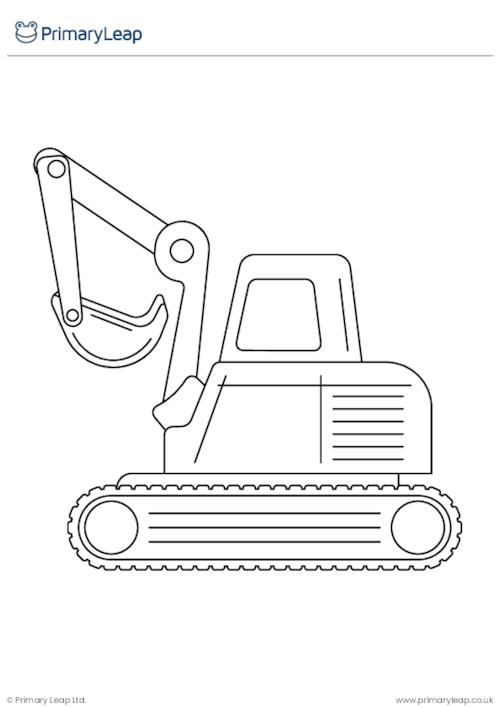 Excavator colouring page