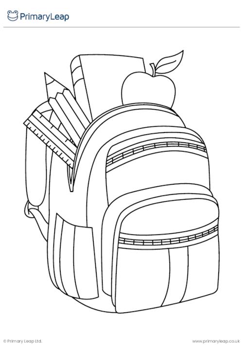 Back to school colouring page - Backpack