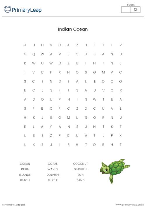 Indian Ocean Word Search