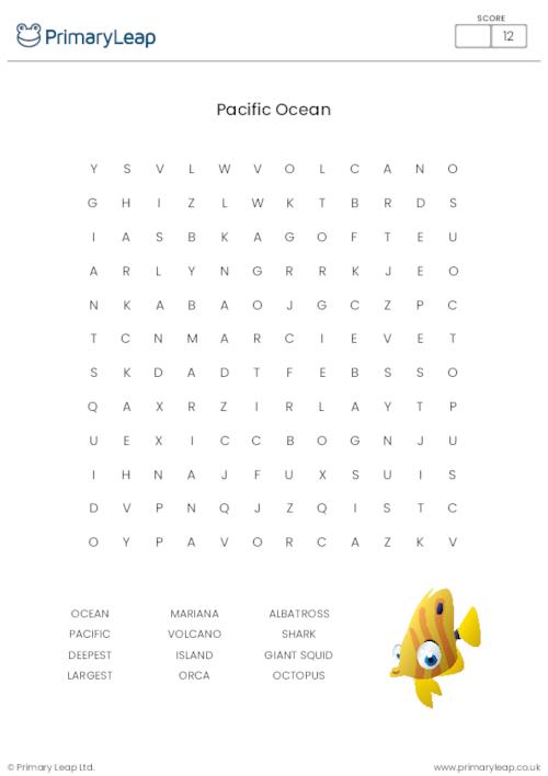 Pacific Ocean Word Search