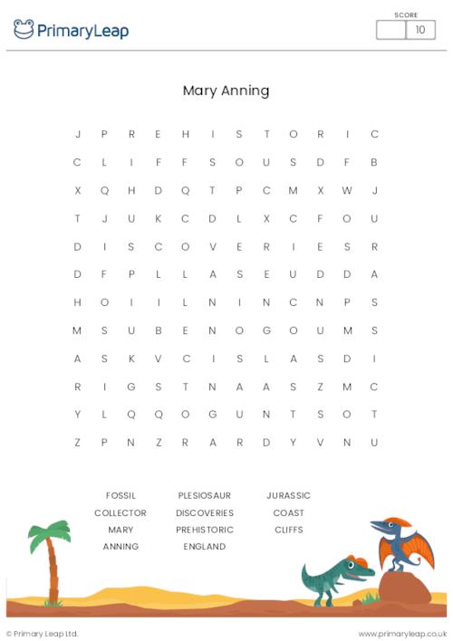 Mary Anning Word Search