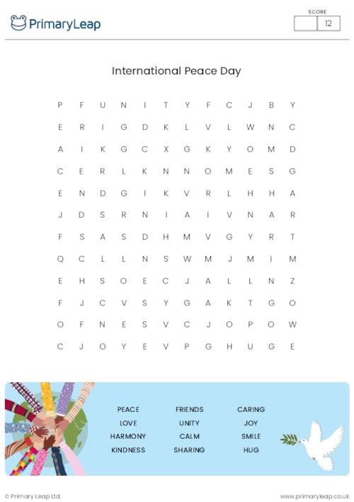International Peace Day Word Search