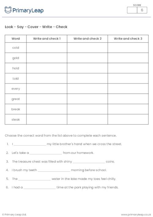 Year 2 Spelling Practice (set 3)