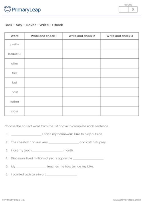 Year 2 Spelling Practice (set 4)