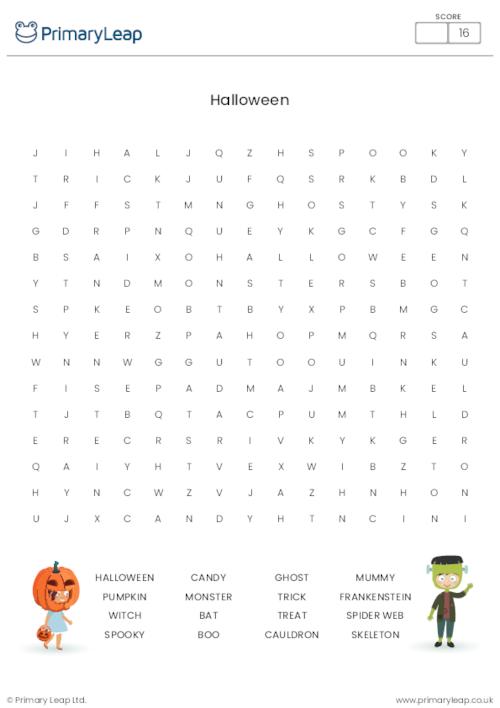 Halloween Word Search Activity