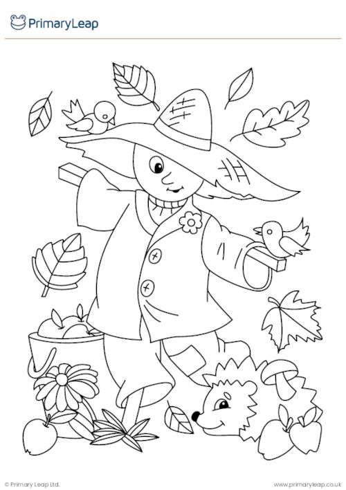 Thanksgiving Colouring Page - Straw Scarecrow