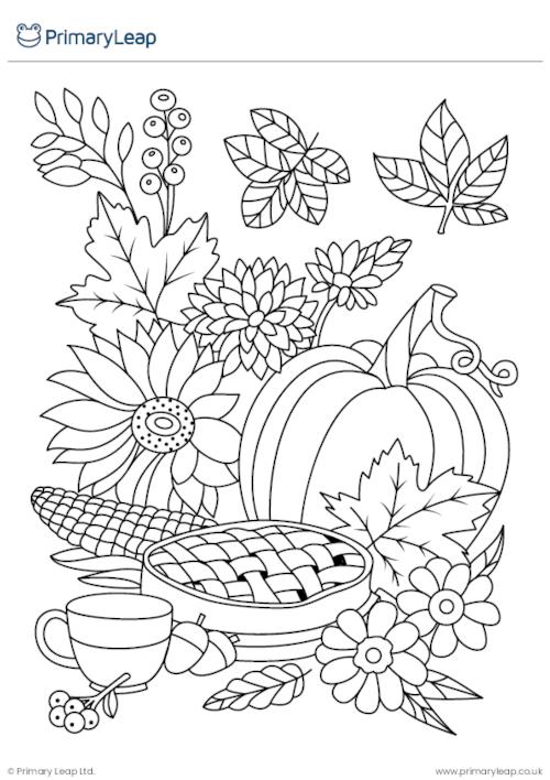 Autumn Harvest Colouring Page