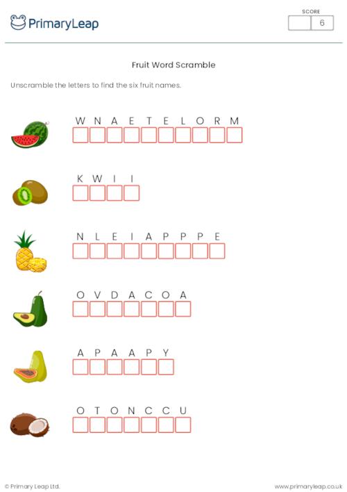 Fruit Word Scramble 3