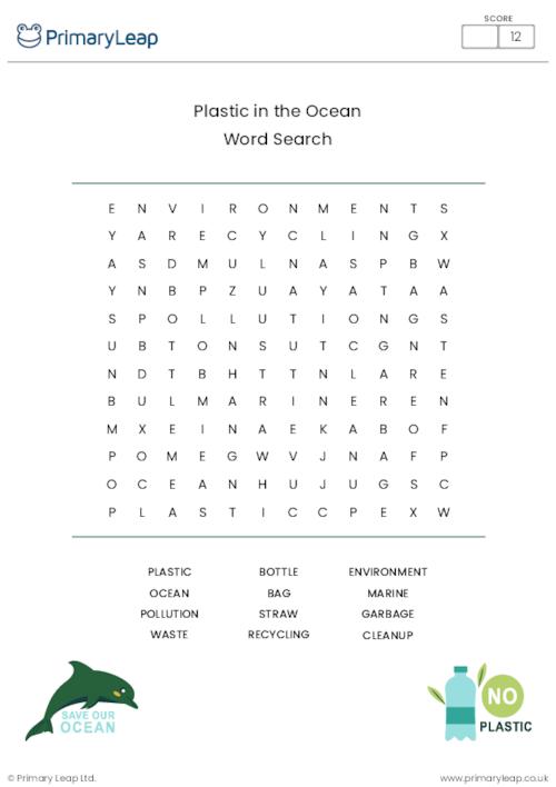 Plastic in the Ocean Word Search