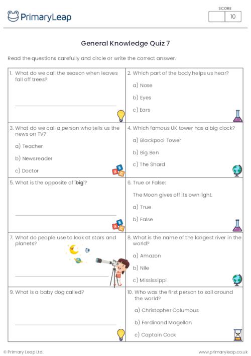 General-knowledge: Y2 General Knowledge Quiz 7