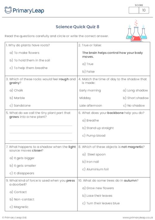 General-knowledge: Y3 Science Quick Quiz 8