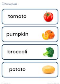 Vegetable vocabulary cards