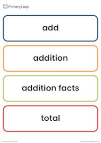 Year 2 Addition and subtraction vocabulary cards