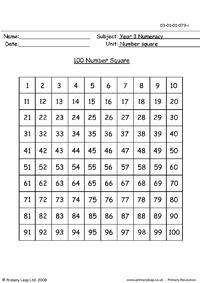 100 Number square