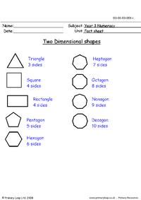 Two dimensional shapes (2-D)