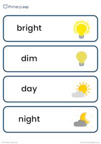 Light vocabulary cards