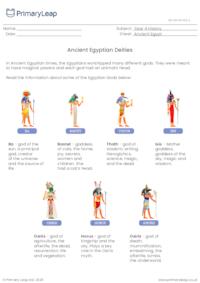 Ancient Egyptian Gods and Goddesses Information Sheet