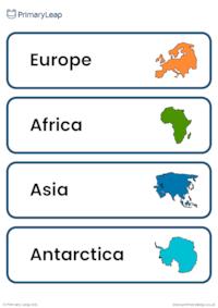 The Seven Continents Vocabulary Cards