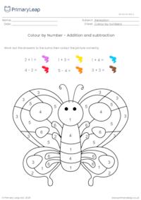 Colour by Number - Addition and subtraction (butterfly)