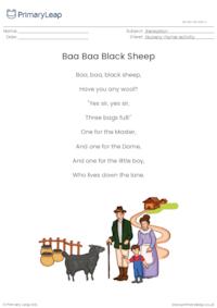 Baa Baa Black Sheep nursery rhyme activity